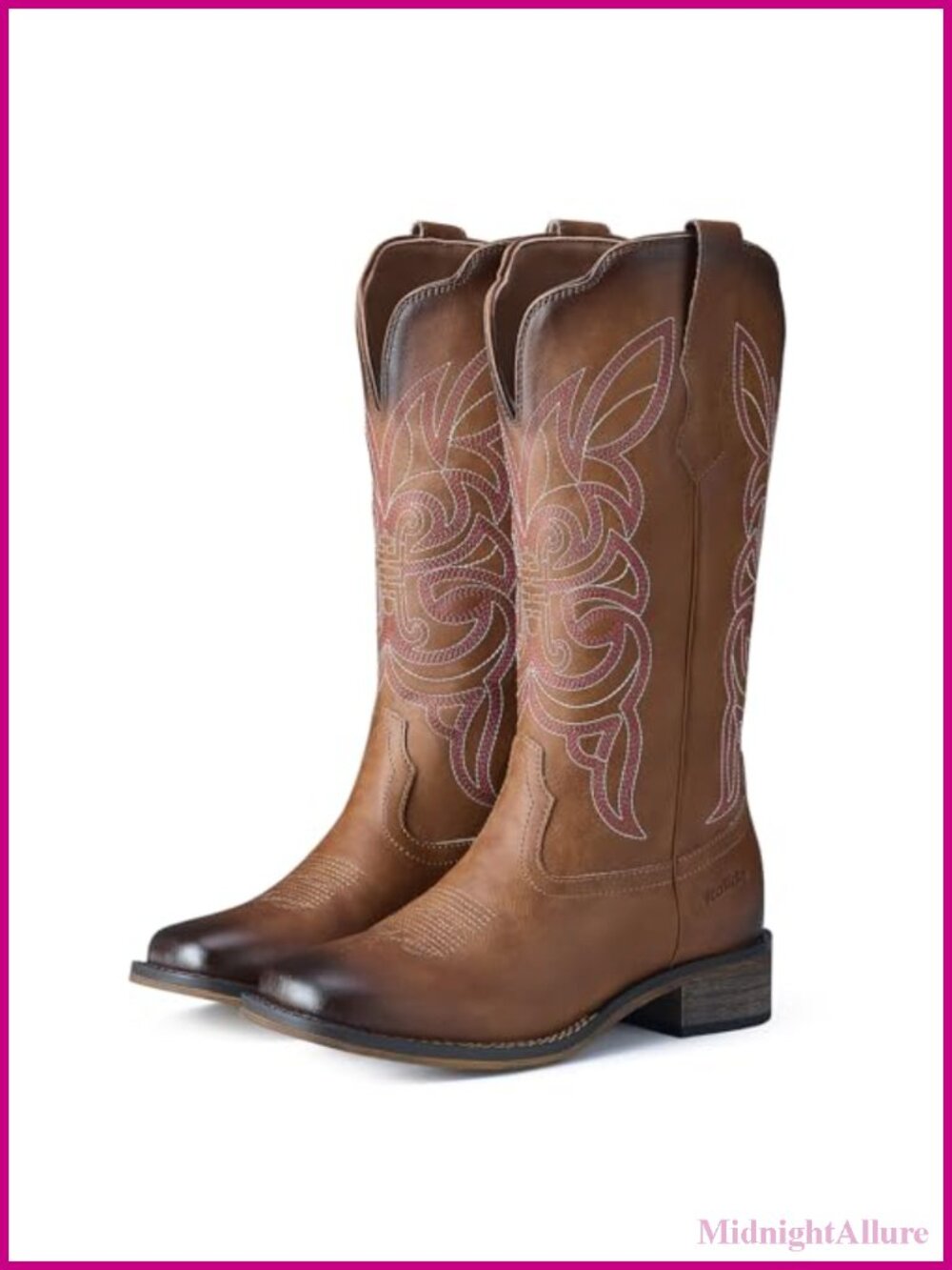 Cowboy Boots Women Western Square Toe Mid Calf